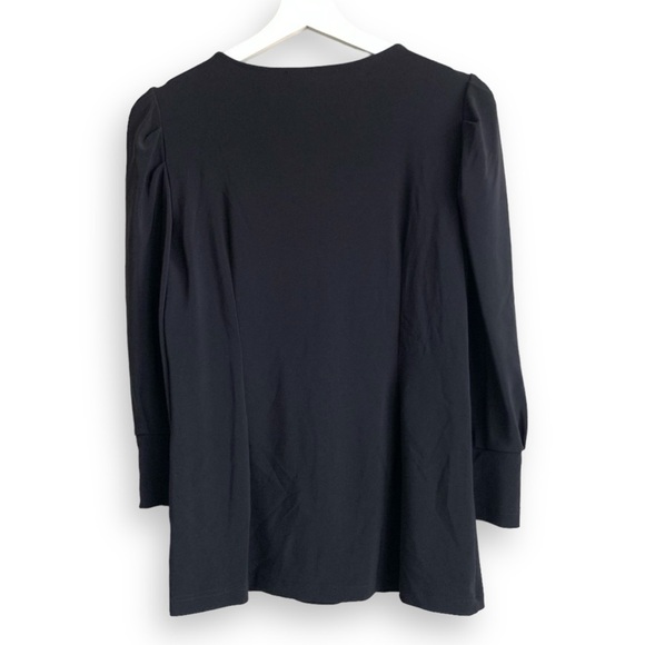Boston Proper Puff Sleeve Top S Black Blouse Shirt Travel Minimalist - Picture 6 of 12